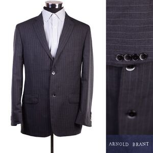 Arnold Brant Men's Grey Stripe Wool Blazer Sport Coat Suit Jacket 42R 2 Button